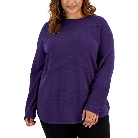 Karen Scott Womens Petite Velour Sweatshirt Purple Size Petite Small main image 1